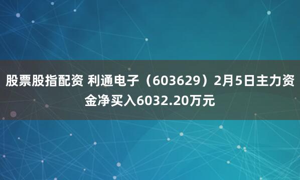 股票股指配资 利通电子(603629)2月5日主力资金净买入6032.20万元